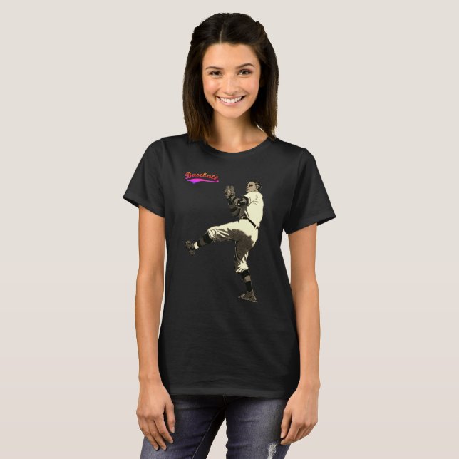 Old Time Vintage Baseball Pitcher T-Shirt (Front Full)