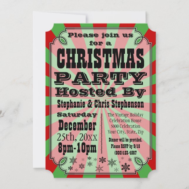 Old-Time Vintage Christmas Party Invitation (Front)