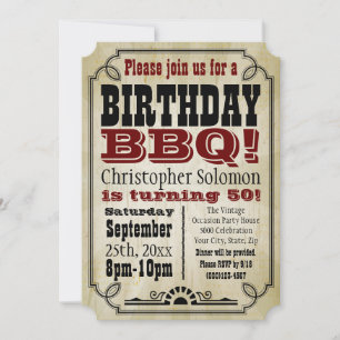 Old-Time Vintage Country Birthday BBQ Party Invitation