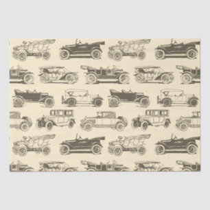 Old-timer Beige Brown Vintage Car Pattern Tissue Paper