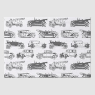 Old-timer Black White Vintage Car Pattern Tissue Paper