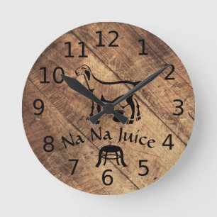 Old Timer Line Art Milking Nanny Goat  Round Clock