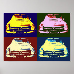 Old-timer Mercedes collage poster by N.P.