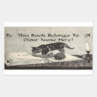 Old Timey Kitten Cat Knitting Book Plate