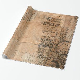 Old Torn Vintage Newspaper One Wrapping Paper