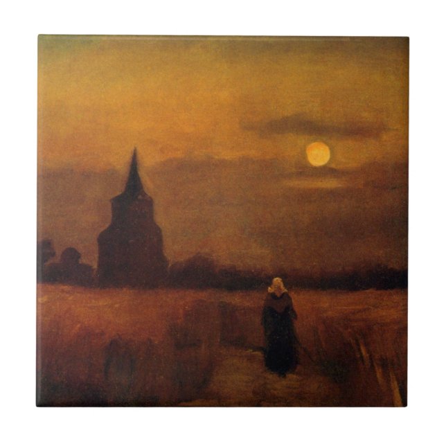Old Tower In The Fields by Vincent van Gogh Ceramic Tile (Front)