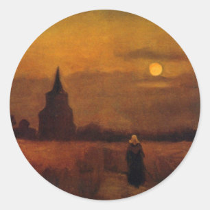 Old Tower In The Fields by Vincent van Gogh Classic Round Sticker