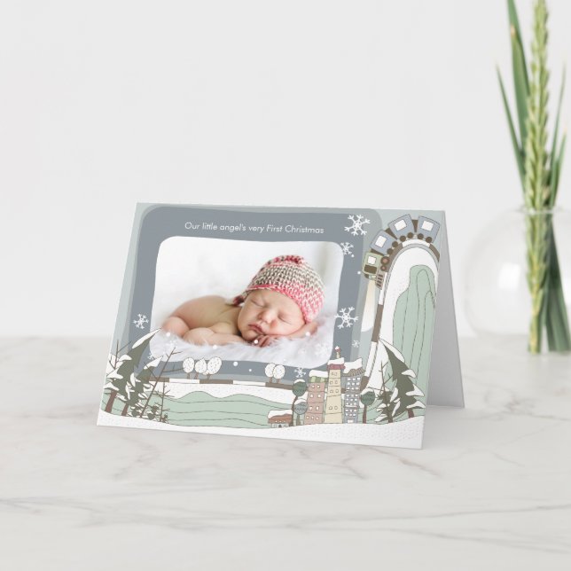 Old Town 1st Christmas Photo Greeting Card (Front)