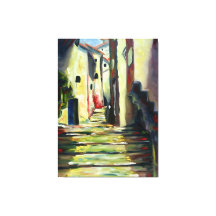 Old Town Alley: Impressionist Painting wall Art
