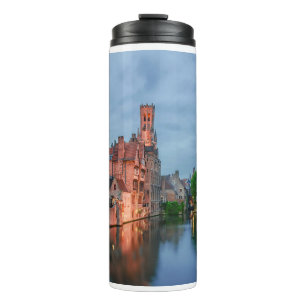 Old town and Belfry tower at night in Bruges Thermal Tumbler