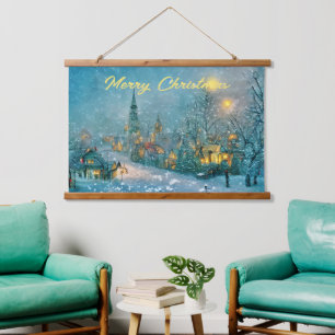 Old town Christmas Hanging Tapestry