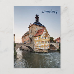 Old Town Hall and the Obere Bridge in Bamberg Postcard