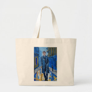 Old town, man, street, cane large tote bag