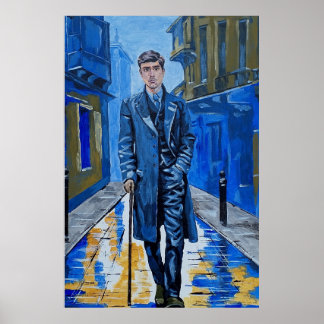 Old town, man, street, cane poster
