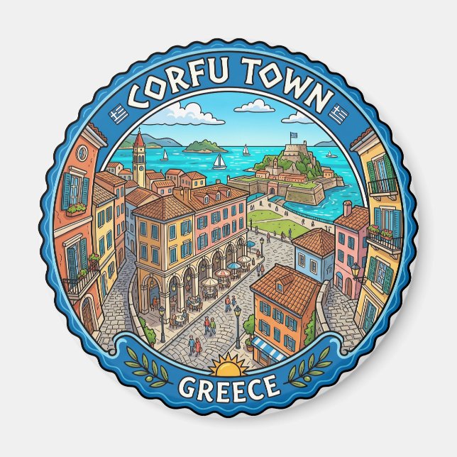 Old Town of Corfu Greece Magnet (Front)