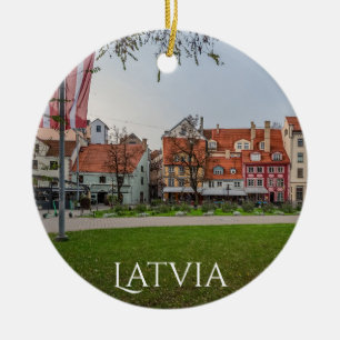 Old town of Riga in autumn Ceramic Ornament