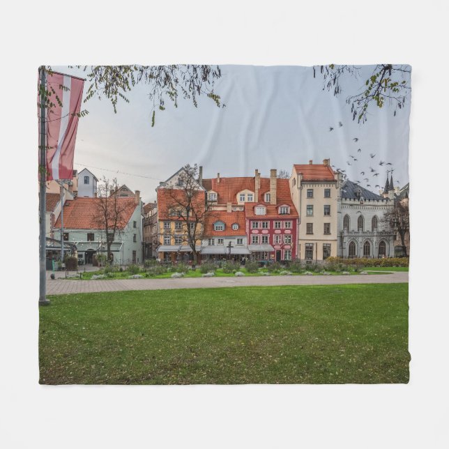Old town of Riga in autumn Fleece Blanket (Front (Horizontal))