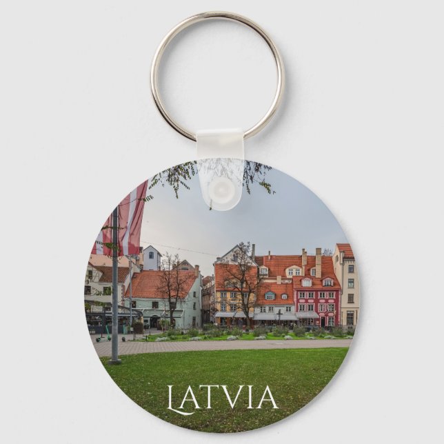 Old town of Riga in autumn Key Ring (Front)