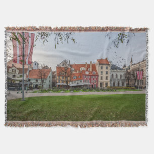 Old town of Riga in autumn Throw Blanket