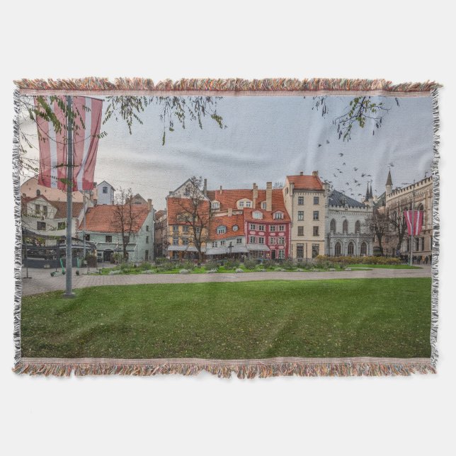 Old town of Riga in autumn Throw Blanket (Front)