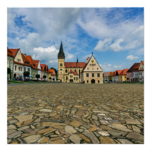 Old town square in Bardejov, Slovakia Poster