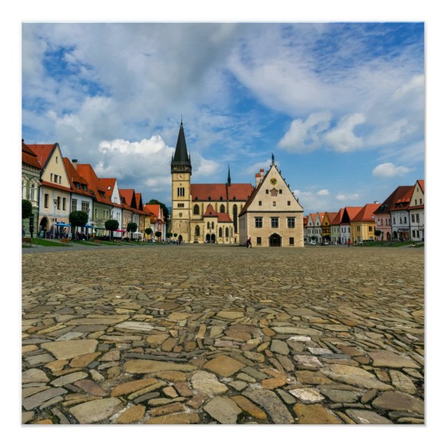Old town square in Bardejov, Slovakia Poster (Front)