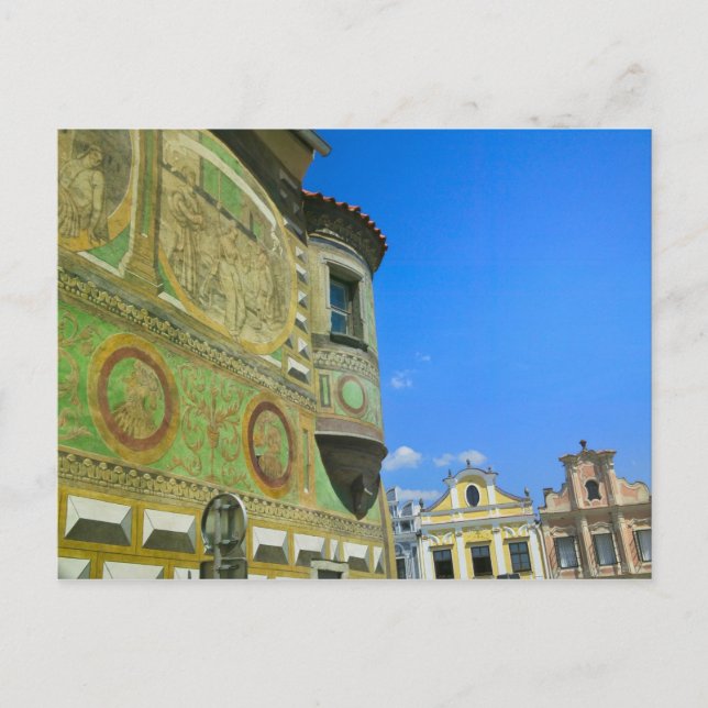 Old town square surrounded by 16th-century postcard (Front)