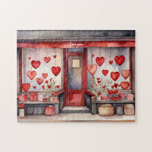 Old Town Valentine's Day Shop Window Jigsaw Puzzle (Horizontal)