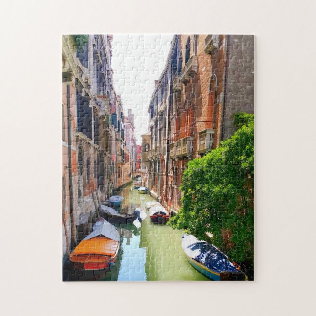 Old Town Venice Canal & boats, Venezia Italy Jigsaw Puzzle (Vertical)