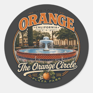 Old Towne Orange Circle Fountain Vintage T-Shirt Classic Round Sticker