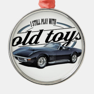 old toys black vette metal ornament