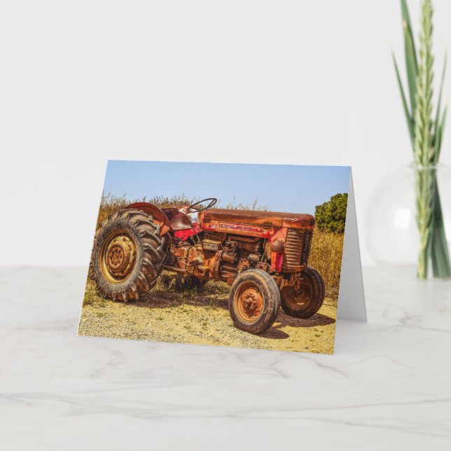 Old Tractor Fan Farm Farmer Themed Get Well Thank You Card (Front)