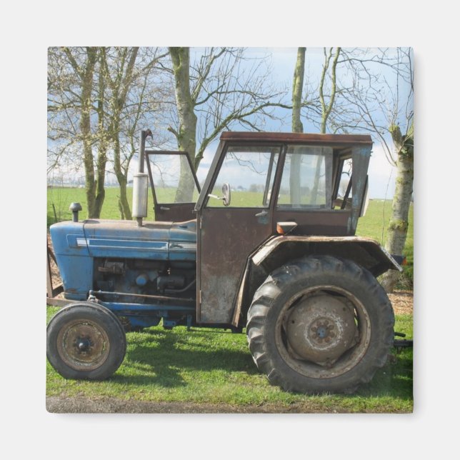 Old Tractor in Dutch landscape Fridge Magnet (Front)