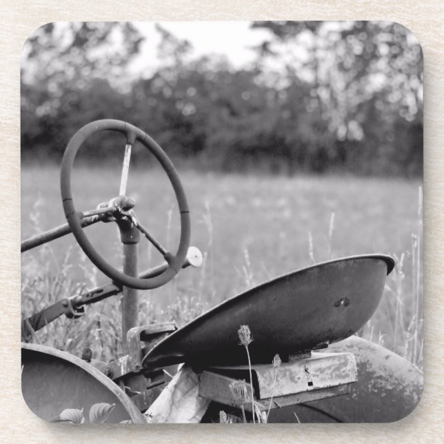 Old Tractor in Long Grass Coaster (Front)