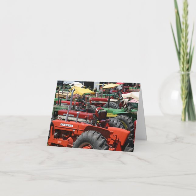 Old Tractor Note Card: Lots of colourful tractors Card (Front)