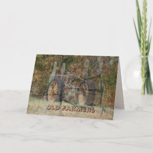 Old Tractor & Split Rail Fence- customise Card