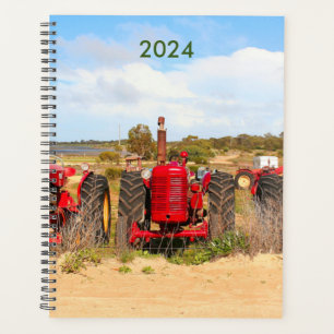 Old tractors farm machinery year planner 2024