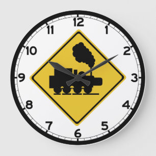 Old Train Crossing Sign, Thailand Large Clock