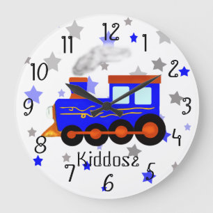 Old train illustration large clock