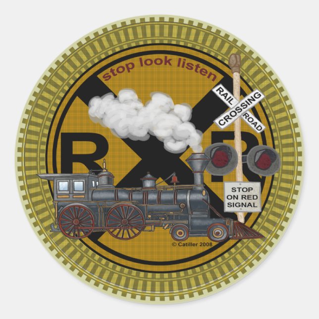 Old Train Round Sticker (Front)