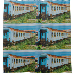 Old train shower curtain