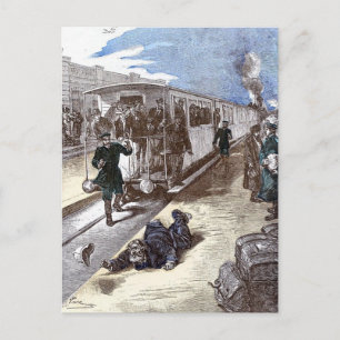 Old Train Steam Engine Leon Bennet Illustration Postcard