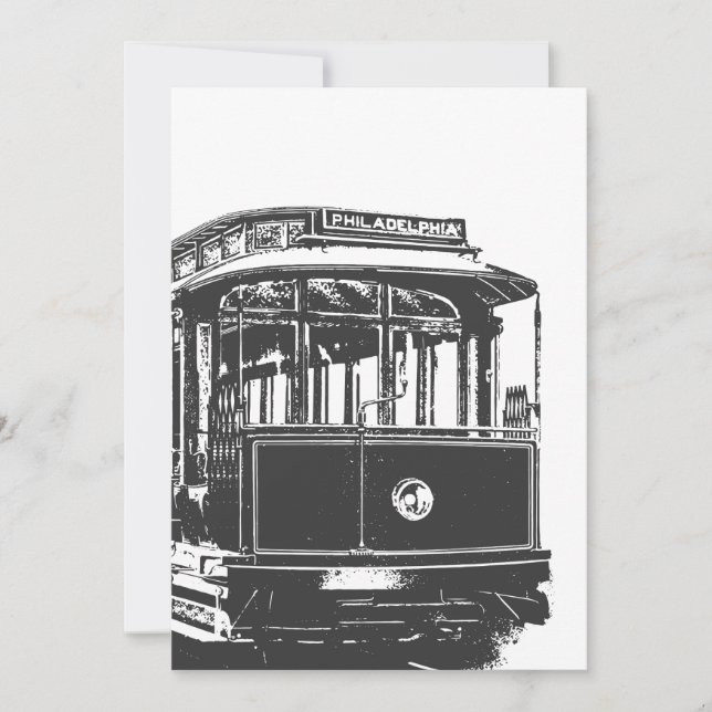 Old Tram | Streetcar Philadelphia | Vintage Invitation (Front)