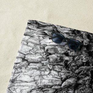 Old Tree Bark Black And White Photo Pattern Design Beach Towel