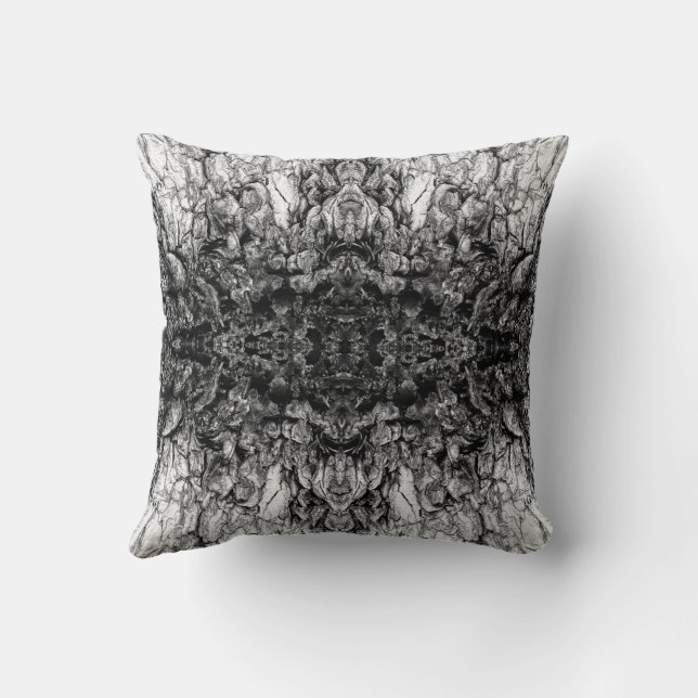 Old Tree Bark Black And White Photo Pattern Design Cushion (Back)