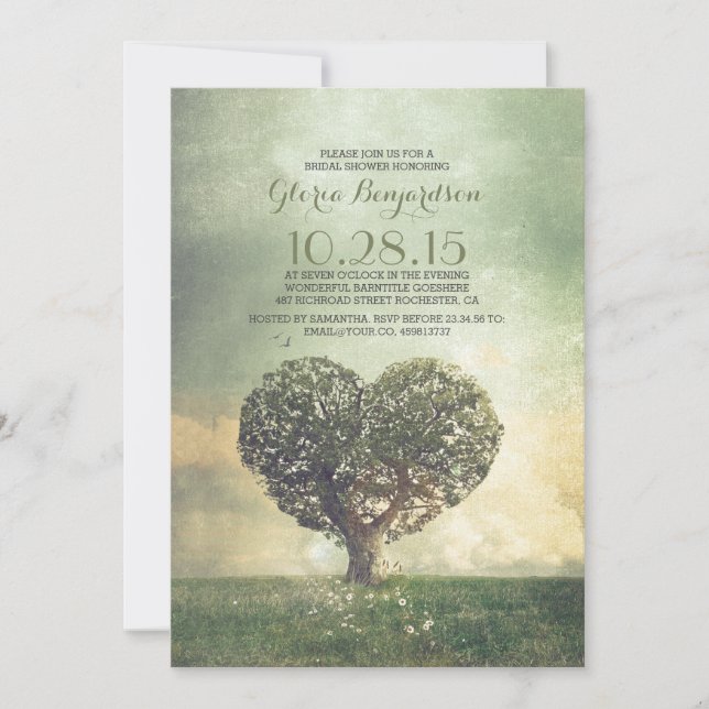 Old tree rustic country bridal shower invitation (Front)