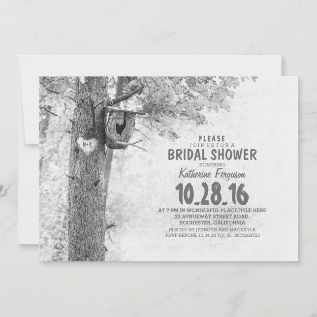 old tree rustic country bridal shower invites (Front)