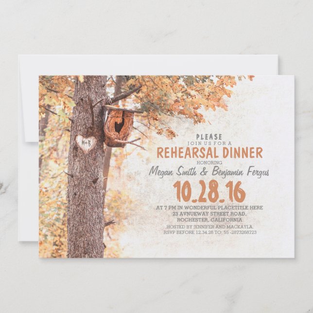 old tree rustic country REHEARSAL DINNER invites (Front)