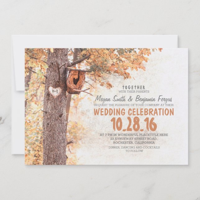 old tree rustic country wedding invitations (Front)