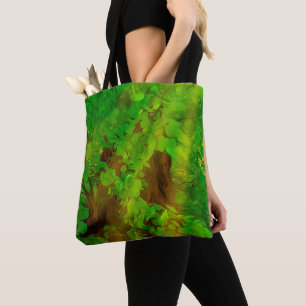 Old Tree Thick Branches Green And Sun Tote Bag